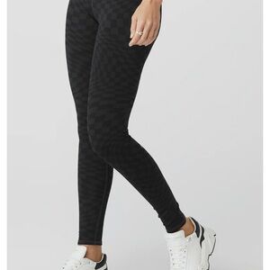 ALO Black Jacquard High-Waist Checkered Legging